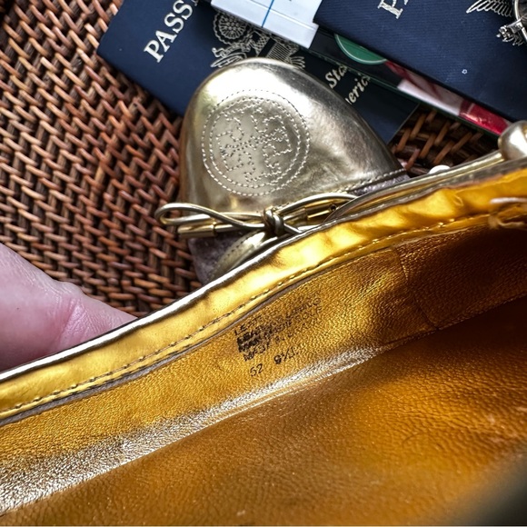 TORY BURCH “Verbena” Leather Metallic Gold Taupe Snakeskin Flats Size 9 1/2 - Picture 15 of 15